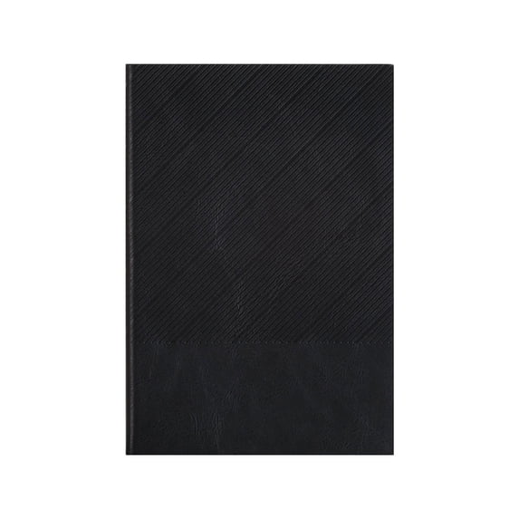 Hardcover Lined Notebook Journal for Writing, 200 Pages College Ruled Notebook Journal with Diagonal Stripe Split Leather Notebook Cover, A5 Journal for Daily Work Organization, 1Pc(Black,8.3x5.7")