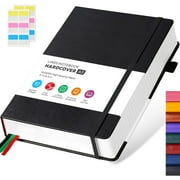 Hardcover Lined Notebook Journal for Writing, 320 Pages Leather Thick College Ruled Notebook Journal with 100GSM Paper, A5 (5.7'' X 8.4'') Daily Journal for Women Men Work Organization, Black