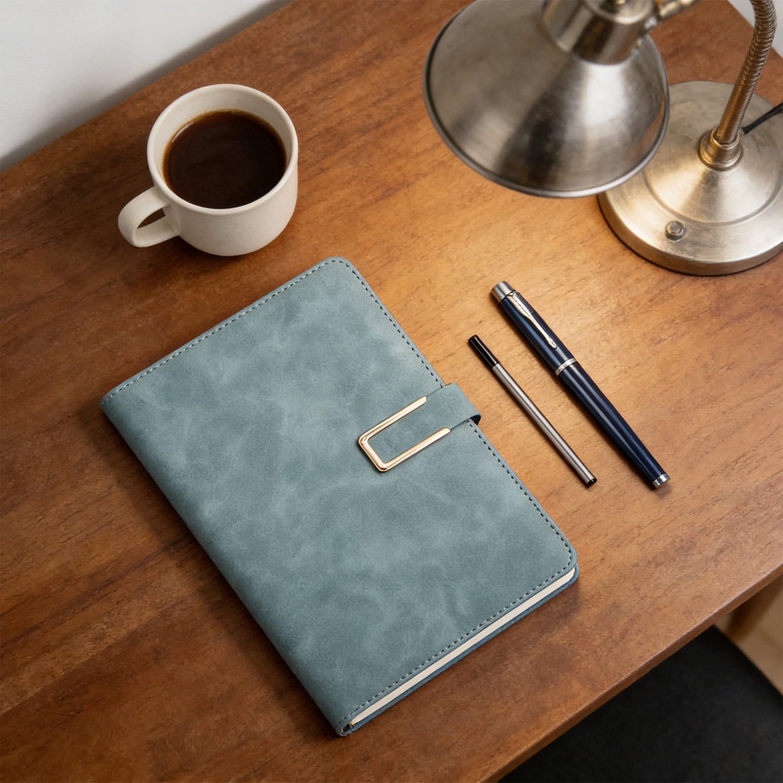 Hardcover Lined Notebook with Pen Set, Thick Square Journal 9x9 Inch, Lay Flat No Bleed Paper, Business Office Notepad for Note Taking, Includes Pen Refill