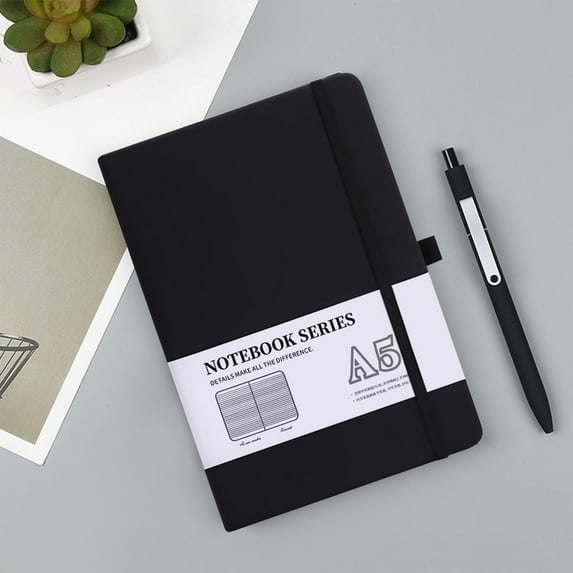 Hardcover Notebook Diary | Lined College Ruled 200 Pages | Thick 80g Premium Paper | Inner Pocket | Ribbon Bookmark | Elastic Closure | Multicolor | 21.5x14.5cm | Journal Planner Organizer | Flat