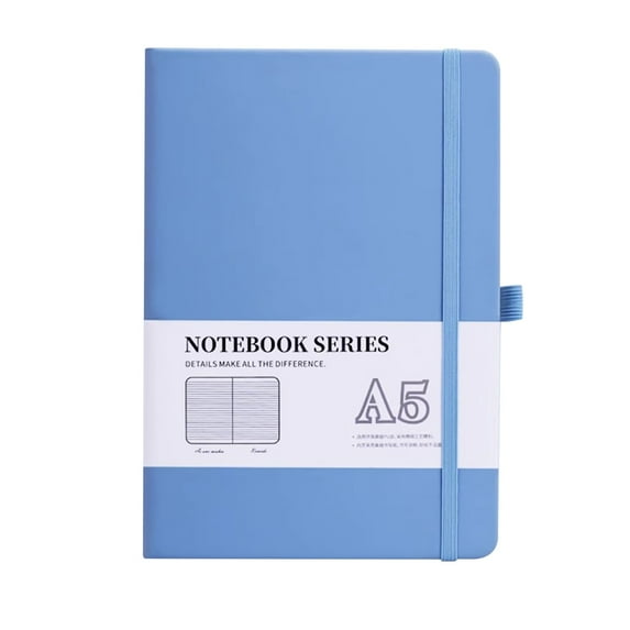Hardcover Notebook with Inner Pockets, 200 Pages College-Ruled Notebook for Writing Notes, Journaling and Planning, Thick 80g Paper, Elastic Closure and Ribbon Bookmark