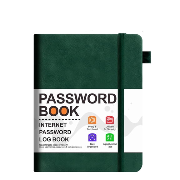 Hardcover Password Book with Alphabetical Tabs – Personal Organizer for Websites, Logins & Passwords, Durable Coil Binding, Smooth Writing Paper, Portable Notebook for Home & Office Use