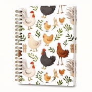 Hardcover Spiral Notebook, Coastal Nautical Sea Journal, 5.5 x 8.3 Inch ,cute roosters chickens