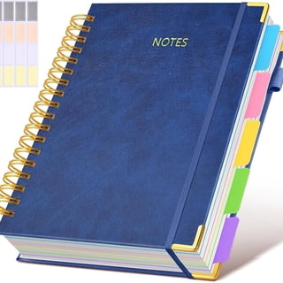 Hardcover Spiral Notebook Journal – 5 Subject A5 Notebook with Removable Dividers & Tabs, 300 Pages College Ruled, Leather Notebook for Work, School, and Note Taking