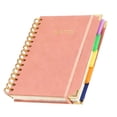 thumbnail image 1 of Hardcover Spiral Notebook Journal with Removable Dividers Tabs, 300 Pages Leather 5 Subject Notebook College Ruled, 5.7"×8.3" Large Notebooks for Work Study Note Taking, Journal for Women,Salmon, 1 of 8
