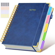 Hardcover Spiral Notebook journal with Removable Dividers Tabs, 300 Pages Leather 5 Subject Notebook College Ruled, 8"x10" Large B5 Notebooks for Work School Note taking