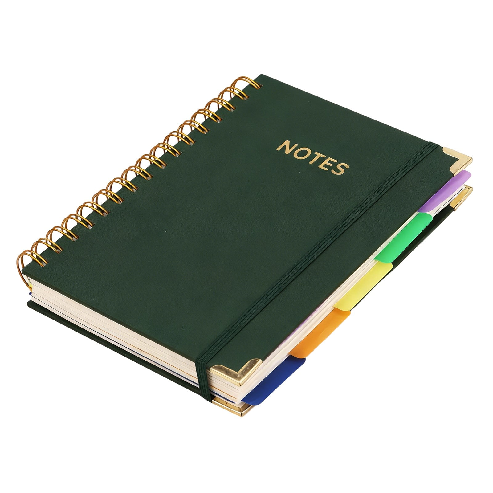 Hardcover Spiral Notebook journal with Removable Dividers Tabs,300 Pages Leather 5 Subject Notebook College Ruled,A5 Notebooks for Work School Note taking,Lined Journal for Women,8.3x5.7in