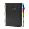 thumbnail image 1 of Hardcover Spiral Notebook journal with Removable Dividers Tabs,Leather 5 Subject Notebook College Ruled,Notebooks for Work School Note taking, Lined Journal,Black, 1 of 5
