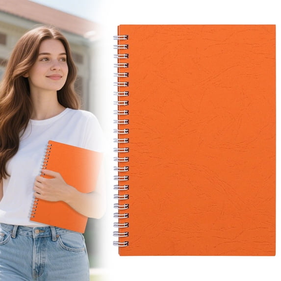 Hardcover Wirebound Notebook 120 Ruled Pages with Pocket Orange Journal for Business Notes Meetings Planning Writing and Daily Organization, teacher supplies