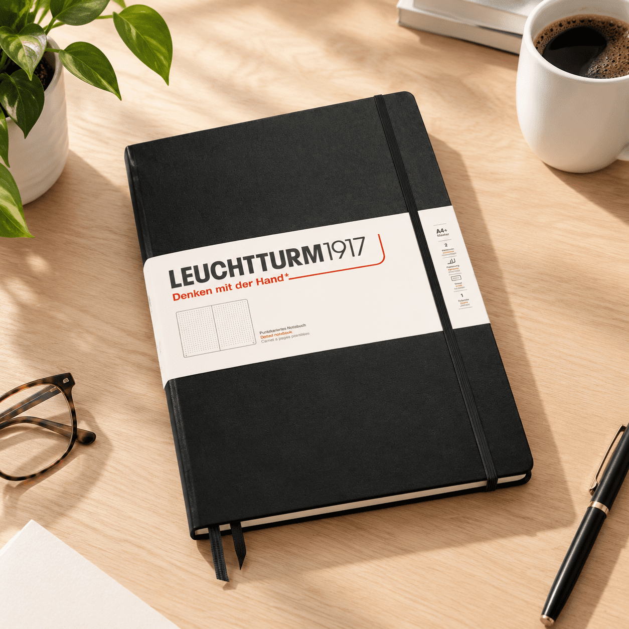 Reflection Writing Notebook Hardcover Writing Notebook, A4+, Black Dotted, 235 Numbered Pages for ...