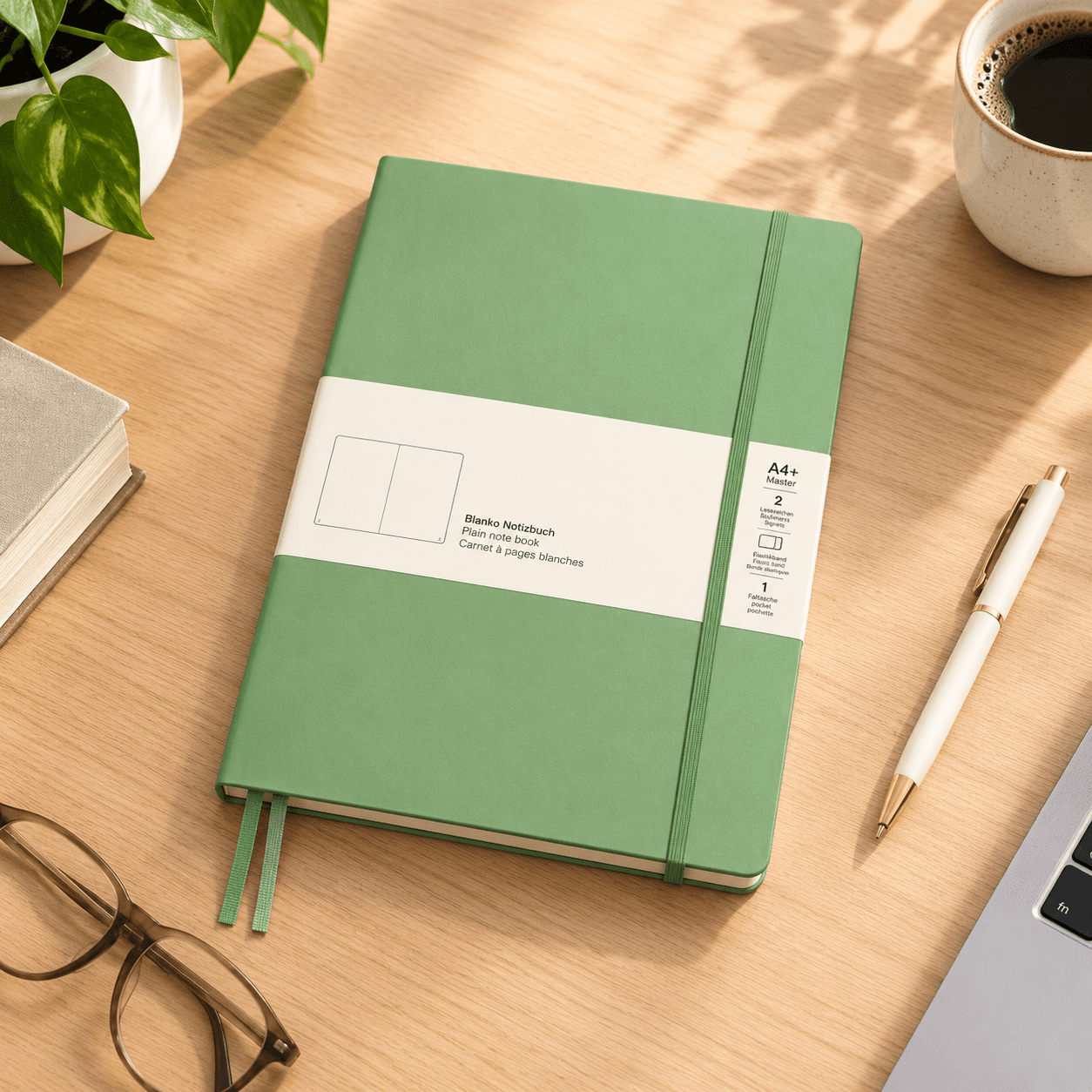 Hardcover Writing Notebook Sage Plain A4+ 235 Numbered Pages for ...