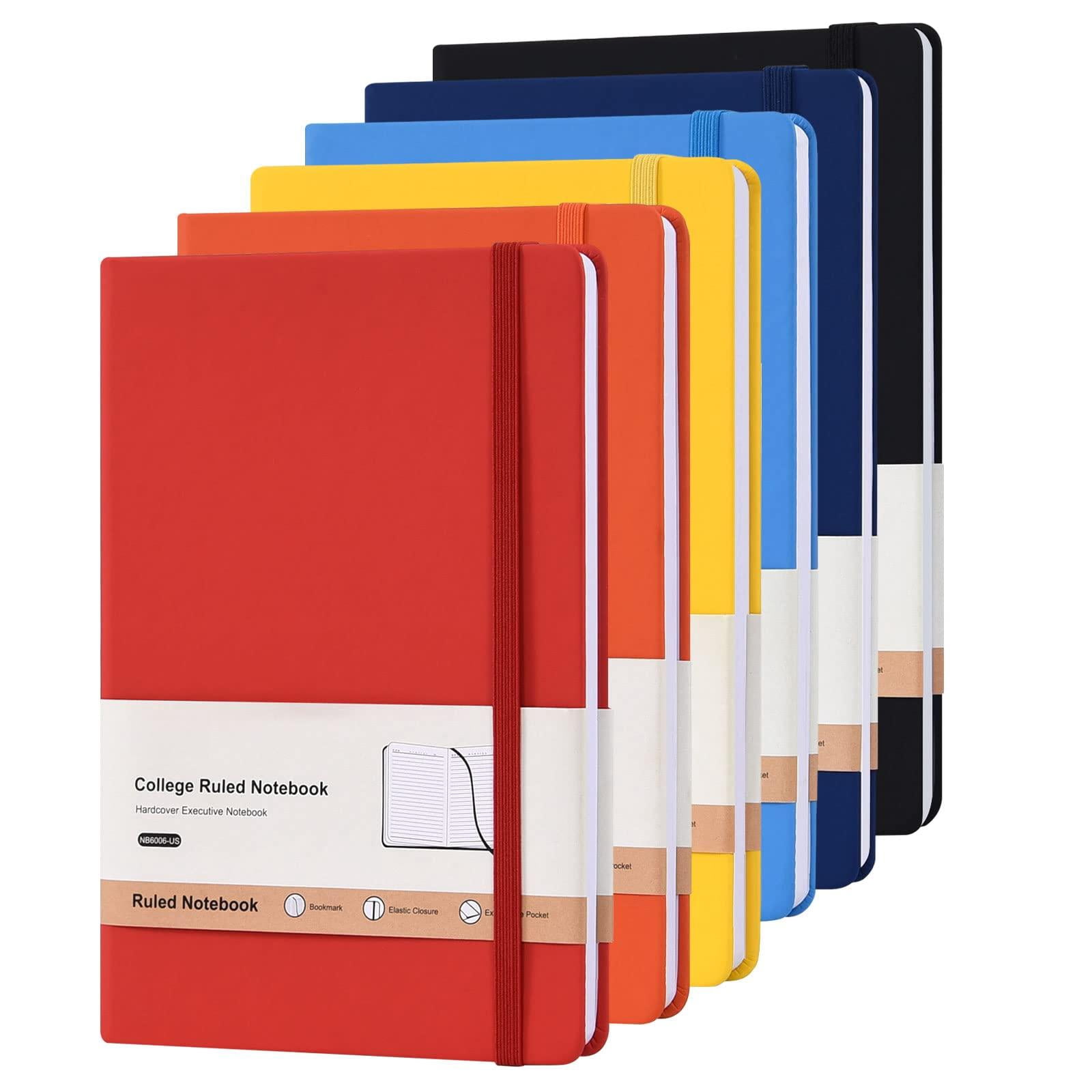 Hardcover-journal-notebooks  6 Packs A5 Lined Journals Notebook For Writing 200 Pages 8.2 X 5.5 Inch 6 Colors Classic Ruled Notebooks Work/travel/college