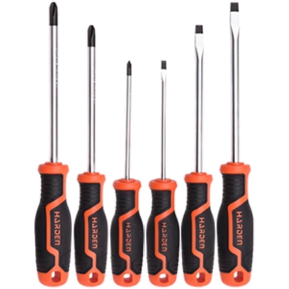 Harden PRO Magnetic Screwdriver Set of 6 Screwdrivers - 3 Slotted / 3 Phillips - Magnetized Heavy Duty CRV Tight Bite Non Rust Tips - Screwdriver Sets include ErgoGrip Handles