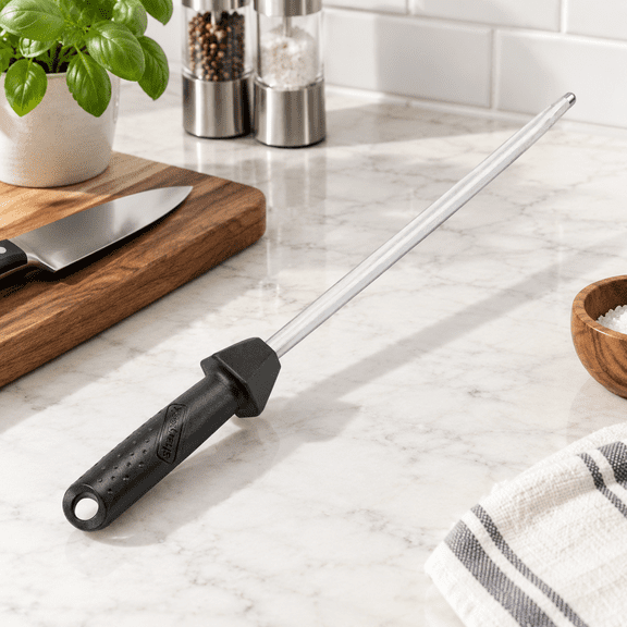 Hardened Steel 12-inch Sharpening Rod with Built-in Angle Guides