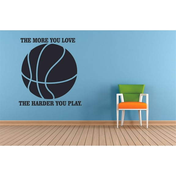 Harder You Play Basketball Quotes Sport Ball Motivation Inspiration Quote Wall Decal Vinyl Art Sticker Design for Boys/Girls Room Home Court Bedroom Decor Wall Art Mural Decoration Size (30x30 inch)
