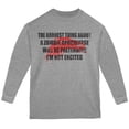 thumbnail image 1 of Hardest Thing About Zombie Apocalypse Youth Long Sleeve T Shirt Storm Grey YMD, 1 of 1