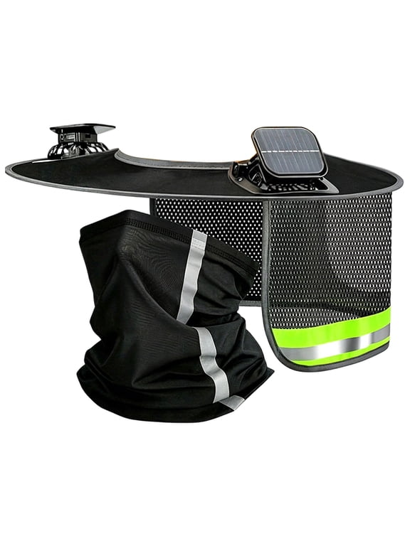 Hardhat Sun Shade Kit,Hard Hat Visor Sun Shade Full Brim with Solar Fans and Neck Gaiter,Hard Hat Sun Shield with Reflective Strip for Construction Workers Outdoor Summer Protection