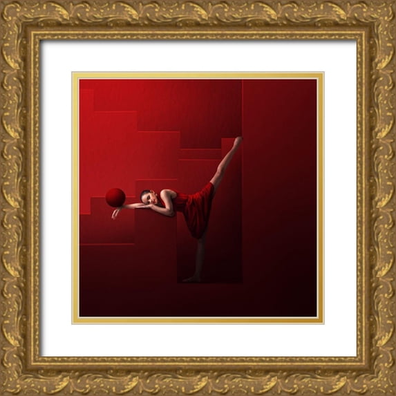 Hardibudi 20x20 Gold Ornate Wood Framed with Double Matting Museum Art Print Titled - Blood Moon Prophecy