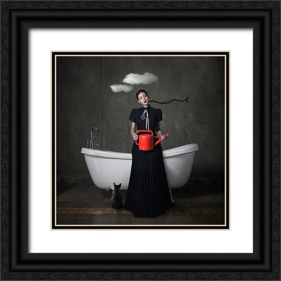 Hardibudi 26x26 Black Ornate Wood Framed with Double Matting Museum Art Print Titled - Have You Ever Seen The Rain