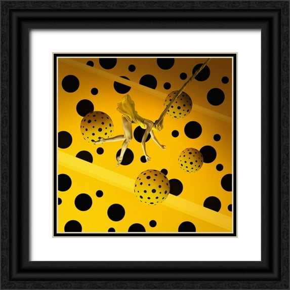 Hardibudi 26x26 Black Ornate Wood Framed with Double Matting Museum Art Print Titled - Polkadot On Memory Bliss