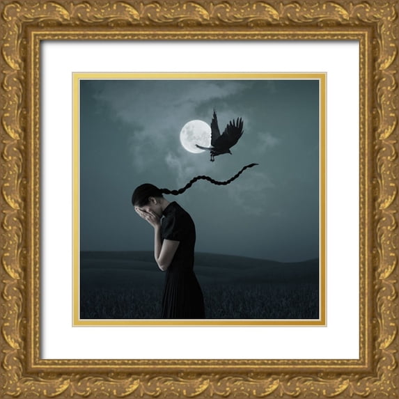 Hardibudi 26x26 Gold Ornate Wood Framed with Double Matting Museum Art Print Titled - When I Miss You