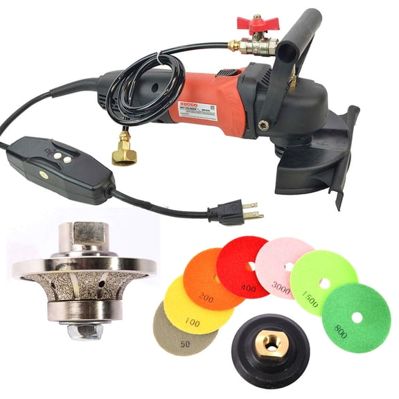 Hardin 12WVPOLSET 1/2" Radius Diamond Profile Wheel, WP800 4" Var Speed Polisher and 8 pc 4" Diamond Polishing Pad Set