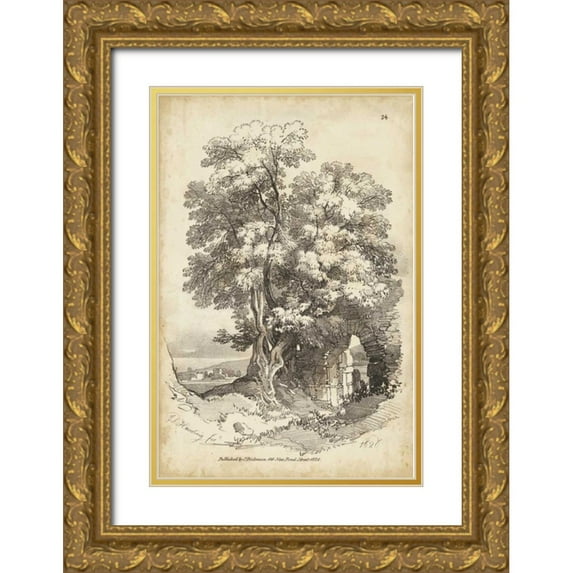 Harding, J.D. 13x18 Gold Ornate Wood Framed with Double Matting Museum Art Print Titled - Noble Tree II