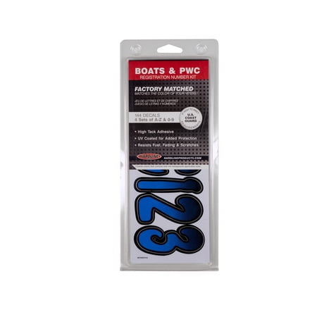 Hardline Boat Lettering Registration Kit 3 in. - 200 Blue/Black