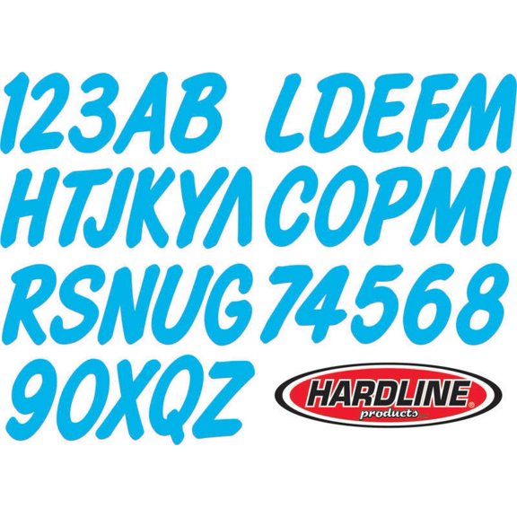 Hardline Boat Lettering Registration Kit 3 in. - 400 Cyan Blue Solid