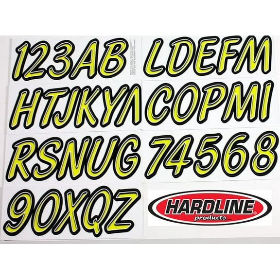 Hardline Boat Lettering Registration Kit 3 in. - 400 Lime Yellow/Black