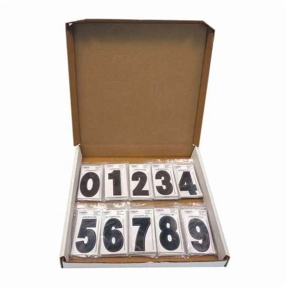 Hardline Products Number Label Set, Vinyl, 3 in H, 1-1/4 in W, PK100 3SCBP10