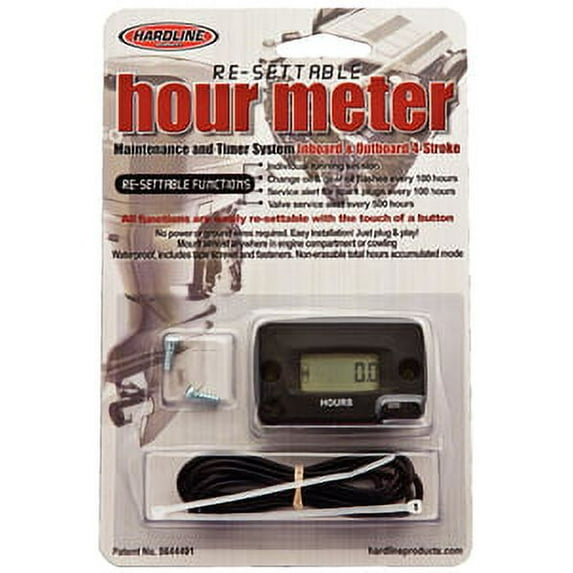 Hardline Re-Settable Hour Meter for Outboard and Inboard Engines
