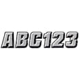 thumbnail image 1 of Hardline Products Series 500 Factory Matched 2-Inch Snowmobile Registration Number Kit, Silver/Black, 1 of 3