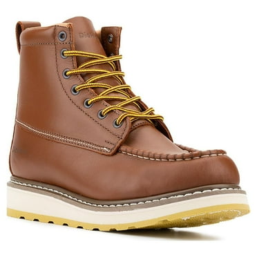 Hardlong Men's 6" Leather Work Boots – Soft Toe, Slip-Resistant, Wide Fit, Breathable, Durable – Size 12