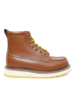 DH-84994 Men's 6" Leather Work Boots – Soft Toe, Slip-Resistant, Wide Fit, Breathable, Durable – Size 10