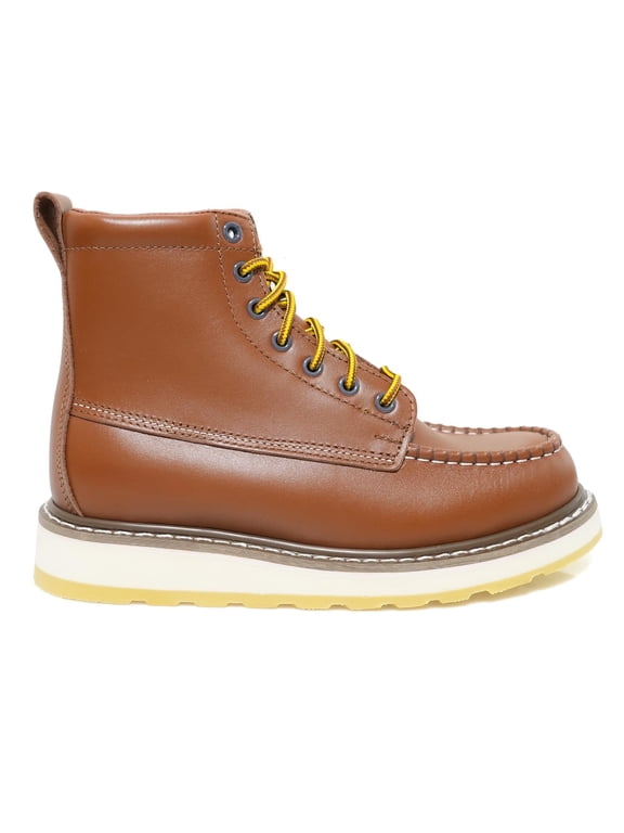 DH-84994 Men's 6" Leather Work Boots – Soft Toe, Slip-Resistant, Wide Fit, Breathable, Durable – Size 9