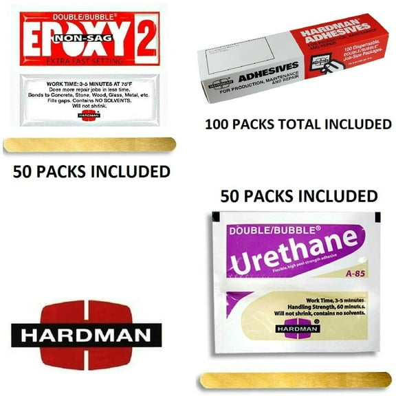Hardman Epoxy Double Bubble Packs Purple Beige 3.5g + Red 2 NON Sag 3.5g 50 Each 100 Total