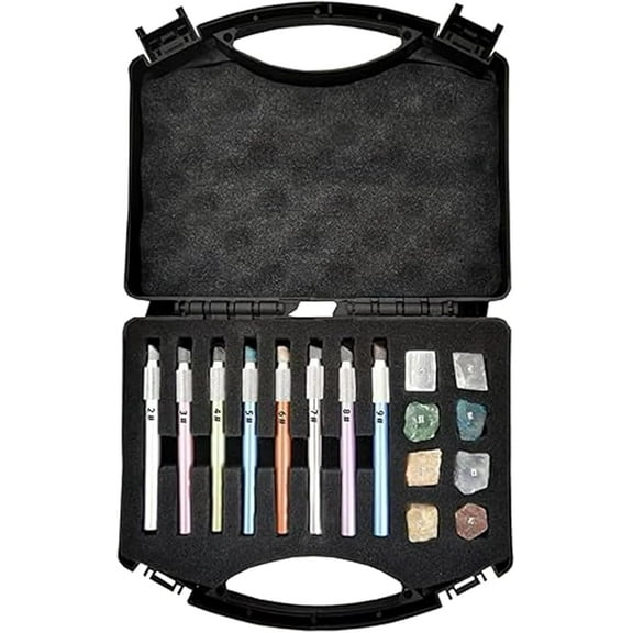Hardness Test Kit, Scratch Tester Hardness Test Pen, 2-9 Scratch Tester with Storage Box, High Sensitivity, Multi-Faceted Shape, for Industrial Mineral Identification Kit Gem Jade Jewelry