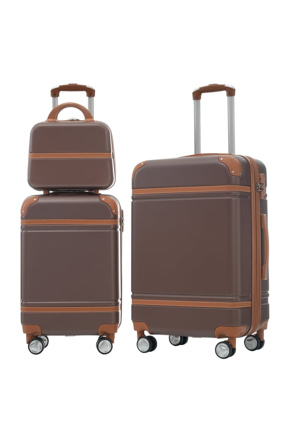 Hardshell 3-Piece Spinner Luggage Set 20"+24" + Cosmetic Case with TSA Lock, Lightweight ABS Suitcases, Expandable 24" Bag, 360 Wheels, Organized Interior