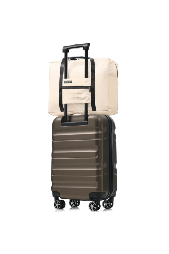 Hardshell ABS Carry-On Luggage with Spinner Wheels, Lightweight Travel Suitcase Set with Foldable Duffel Bag for Men & Women, 20Inch