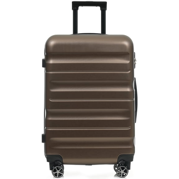 Hardshell ABS Luggage Set, 24-Inch Checked Suitcase with Spinner Wheels, Lightweight Travel Luggage with 2 Packing Cubes for Men & Women