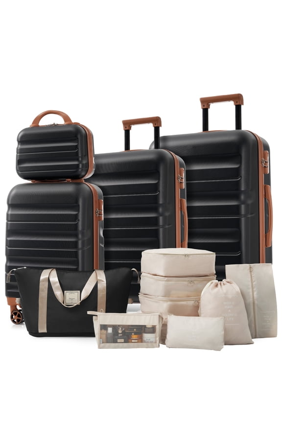 Hardshell ABS Luggage Set - Lightweight & Durable Suitcases, Carry-On & Check-In Sizes | Dual spinner wheels, nesting design, and multiple sizes ideal for travel or business trips