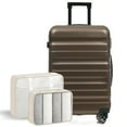 thumbnail image 1 of Hardshell ABS Luggage Set in Black 24-Inch Checked Suitcase with Spinner Wheels and Packing Cubes for Travel, 1 of 6