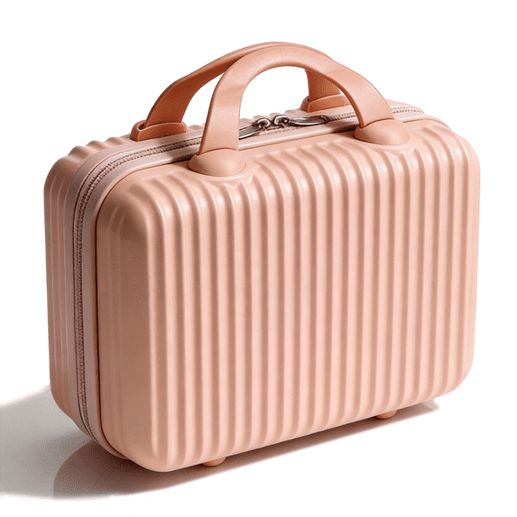 GARITIN Hard Shell Makeup Case, Travel Cosmetic Organizer with Dividers, Beauty Case with Luggage Strap, Pink