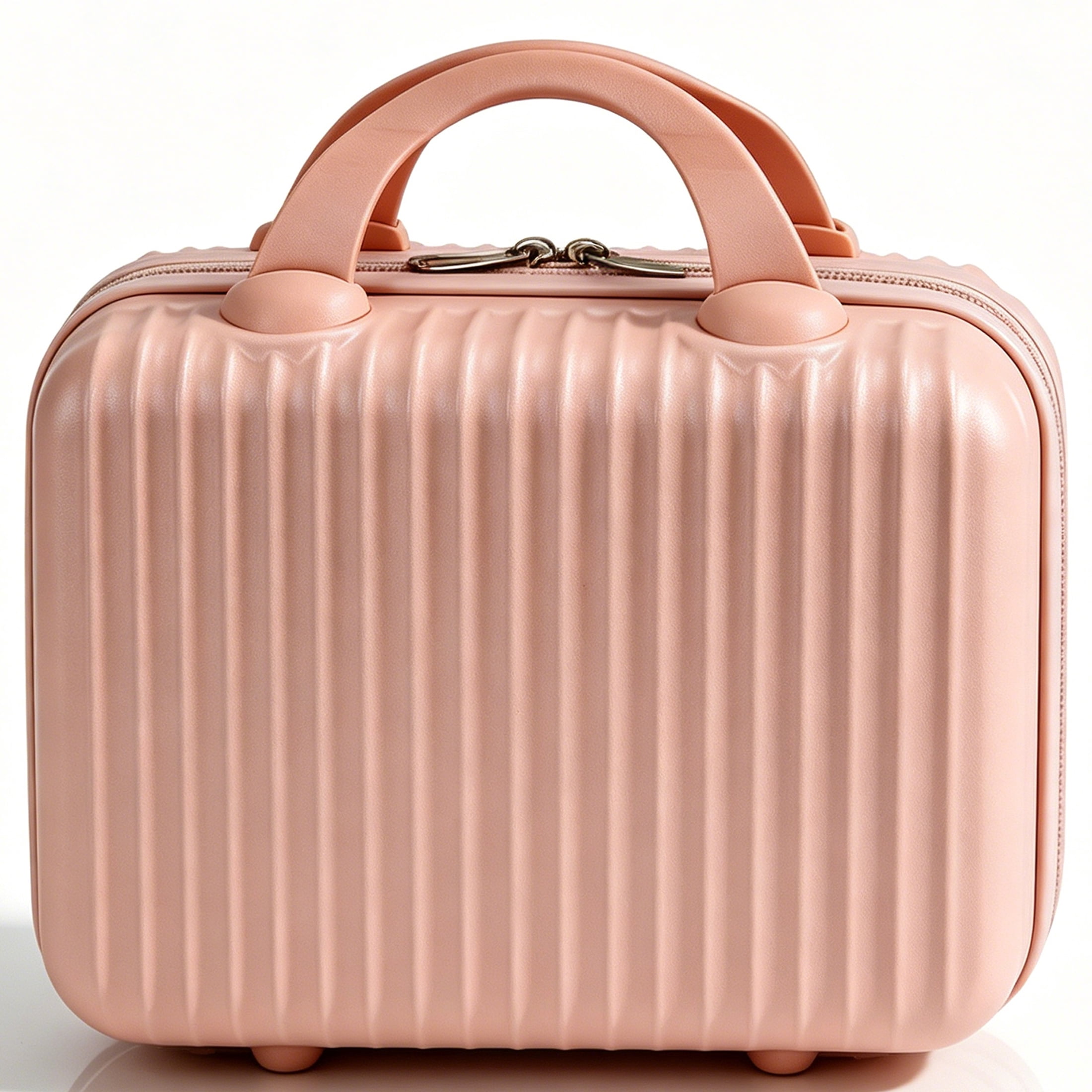 cisilov Hard Shell Makeup Case, Travel Cosmetic Organizer with Dividers, Beauty Case with Luggage Strap, Pink