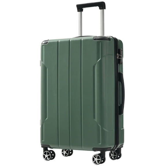 Hardshell Luggage, Lightweight Durable ABS Suitcases with Double Wheels, Expandable 24-inch Checked Luggage 24" (Green)