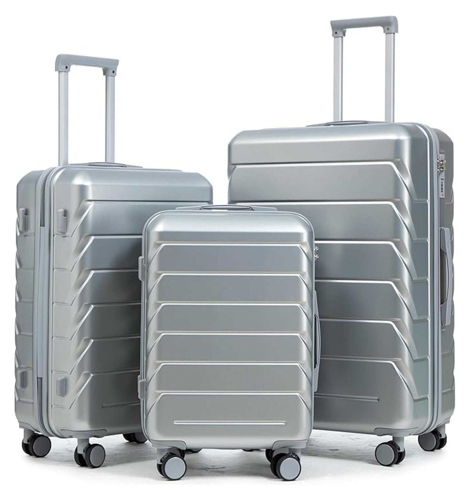 Hardshell Luggage, Lightweight Suitcase with Spinner Wheels, Silver