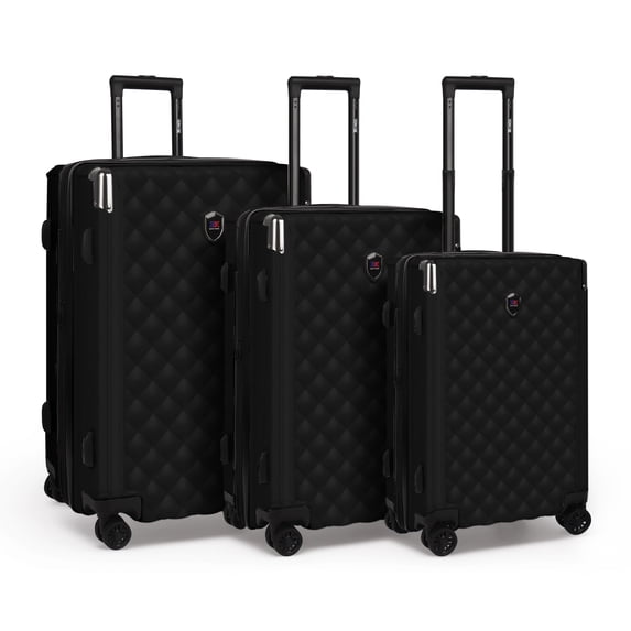 New York Xpress 3-Piece Hardside Luggage Set, Lightweight Expandable Spinner Suitcase with TSA Lock, 20"/24"/28",Black - WD576