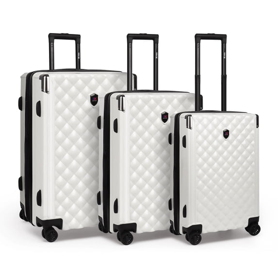 New York Xpress 3-Piece Hardside Luggage Set, Lightweight Expandable Spinner Suitcase with TSA Lock, 20"/24"/28", Milk White - WD576