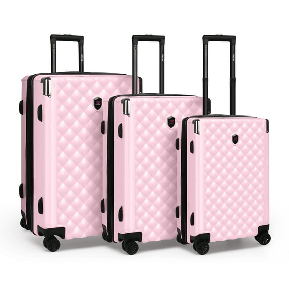 Hardshell Luggage Set 3 Piece Lightweight Expandable Suitcase with Spinner Wheels and TSA Lock,3Pcs ABS Suicase Set 20/24/28,WD576-Pink